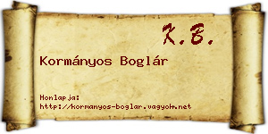 Kormányos Boglár névjegykártya